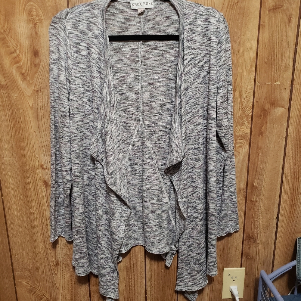 Knox Rose Med Gray Cardigan Duster Womens Open drape Long Sleeve